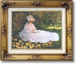 Famous Paintings - A Woman Reading / Springtime by Claude Monet