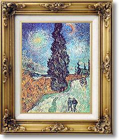 Famous Paintings - Road with Cypresses and Star by Vincent van Gogh
